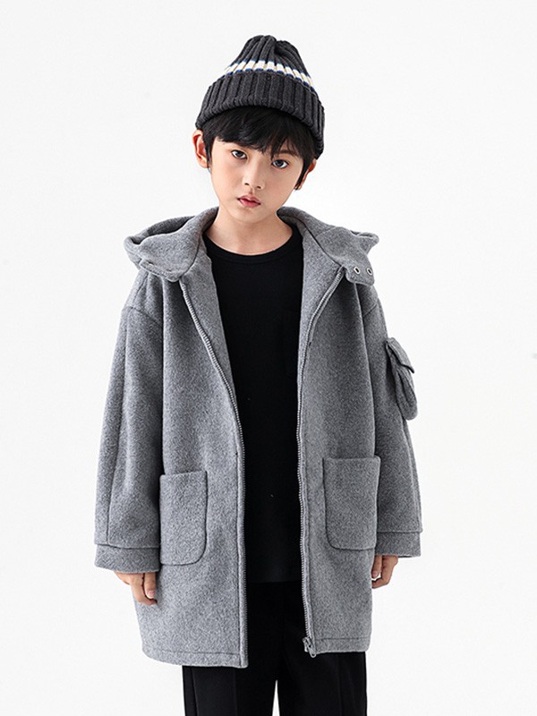 糖卡布衣童装2022秋冬季灰色大衣
