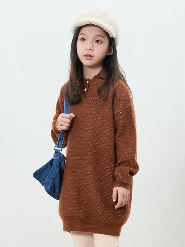 糖卡布衣童装2022秋冬季咖啡色连衣裙