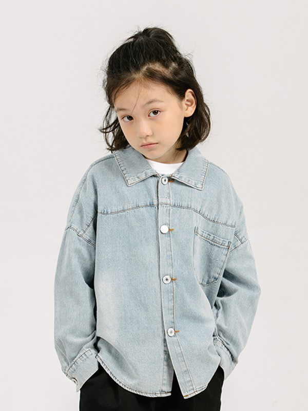 糖卡布衣童装2022秋冬季蓝色衬衫