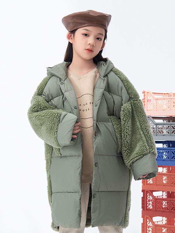 糖卡布衣童装2022秋冬季绿色棉服