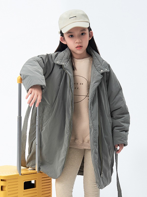糖卡布衣童装2022秋冬季灰色大衣