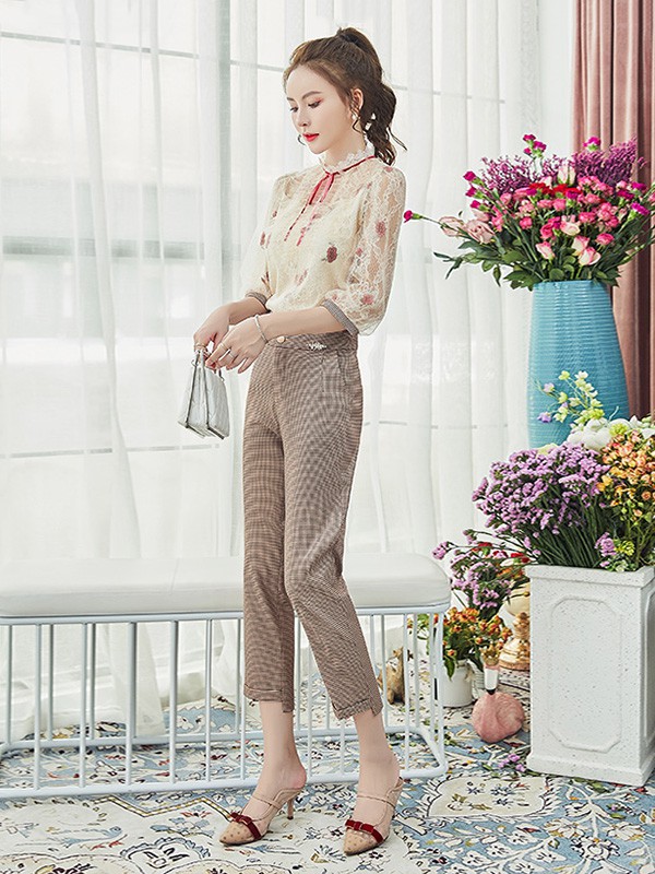 吉那茈依女装2022秋冬季灰色九分裤