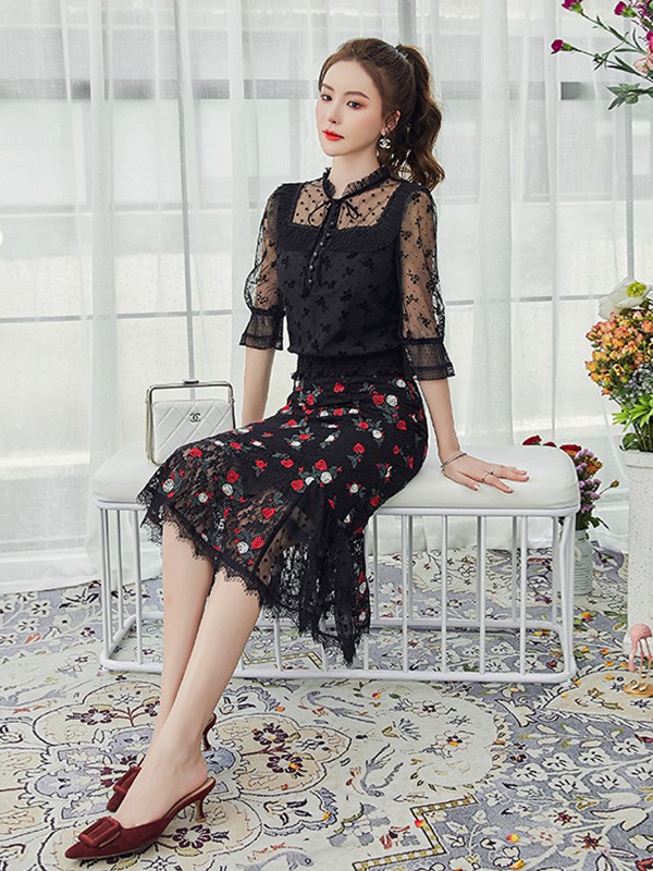 吉那茈依女装2022秋冬季黑色衬衫