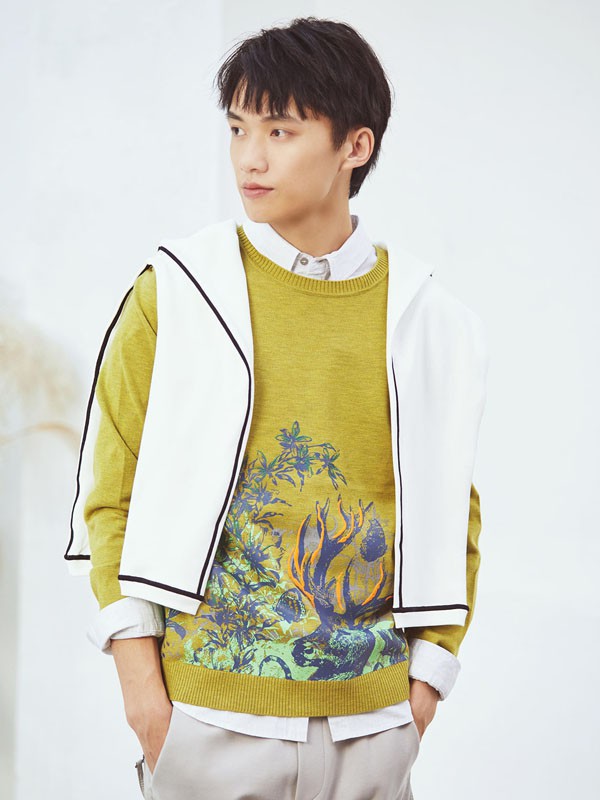 写生2023春夏季黄色针织衫