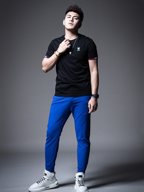 圣希梵男装2023春夏季蓝色长裤