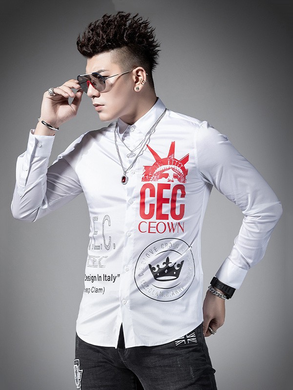 圣希梵男装2023春夏季白色衬衫