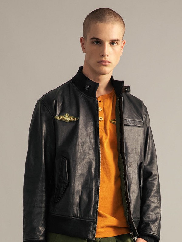 AKSERIES男装2023春夏季橙色T恤