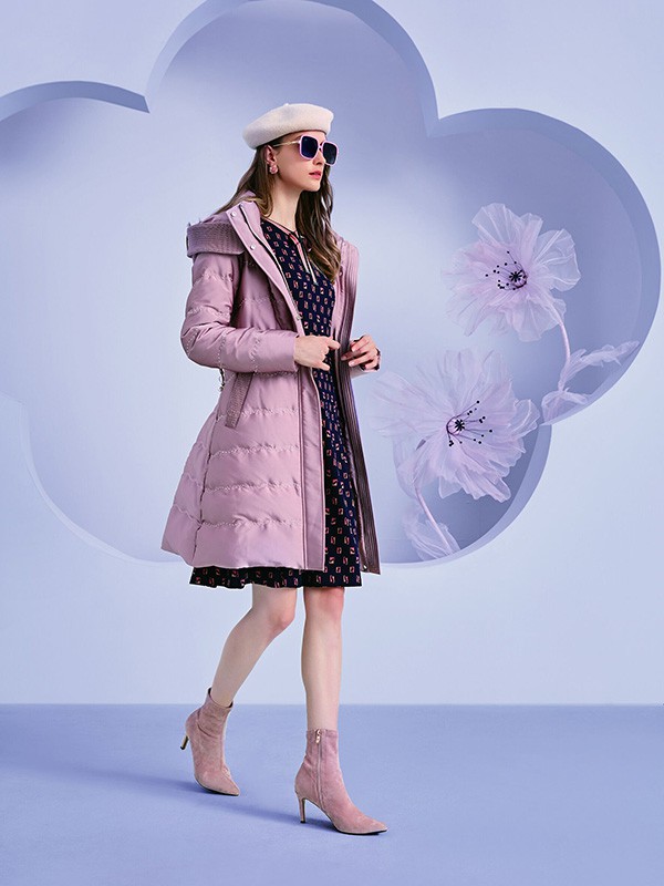 若岚菲女装2022秋冬季粉色棉服