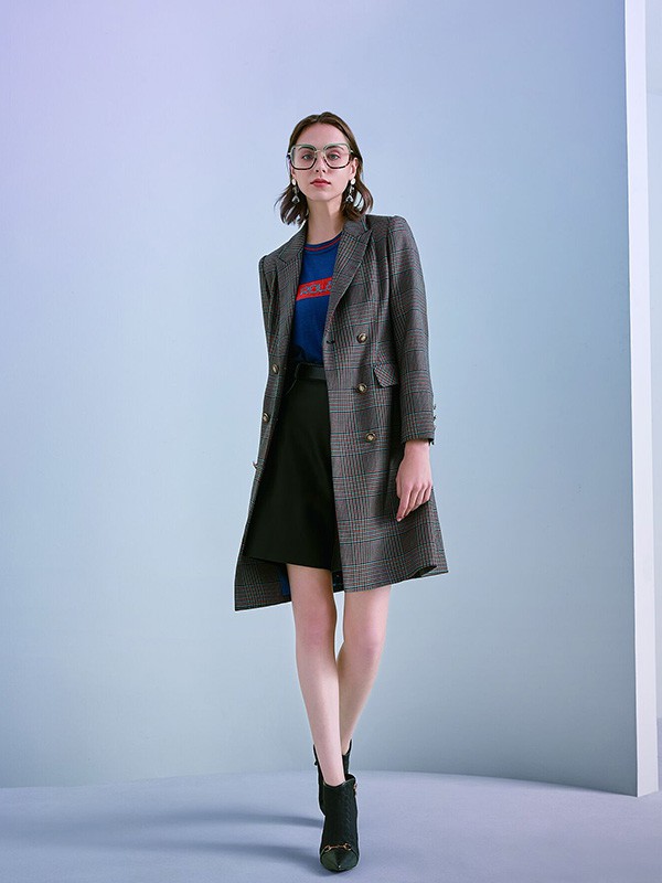 若岚菲女装2022秋冬季灰色大衣