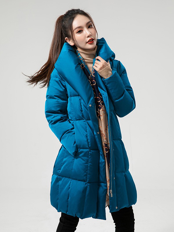 若岚菲女装2022秋冬季蓝色羽绒服