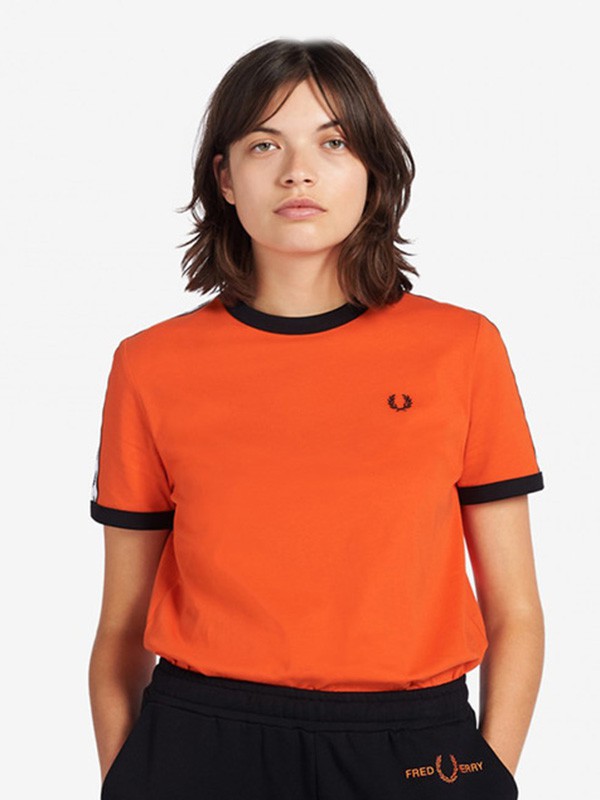 FREDPERRY休闲装2023春夏季橙色T恤