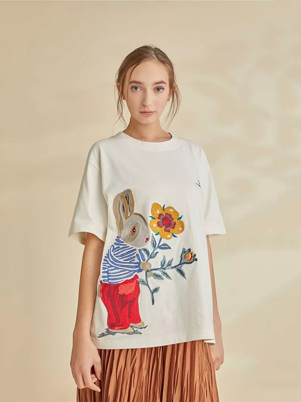 Cocktaillamode女装2022秋冬季白色T恤