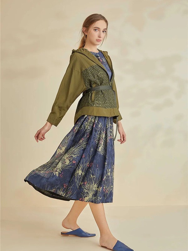 Cocktaillamode女装2022秋冬季蓝色长裙