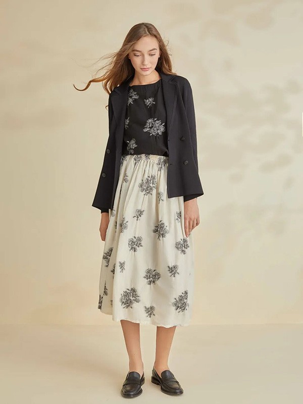 Cocktaillamode女装2022秋冬季白色长裙