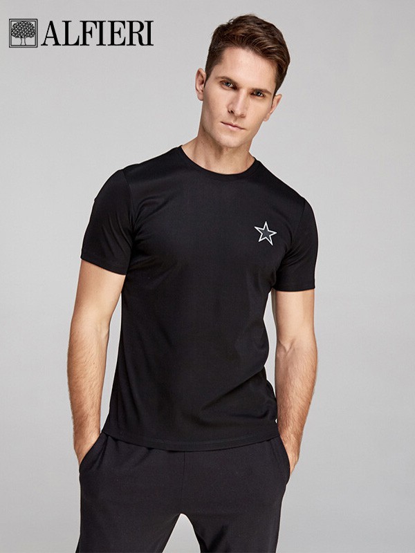 艾法利男装2022秋冬季黑色T恤