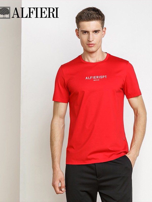 艾法利男装2022秋冬季红色T恤