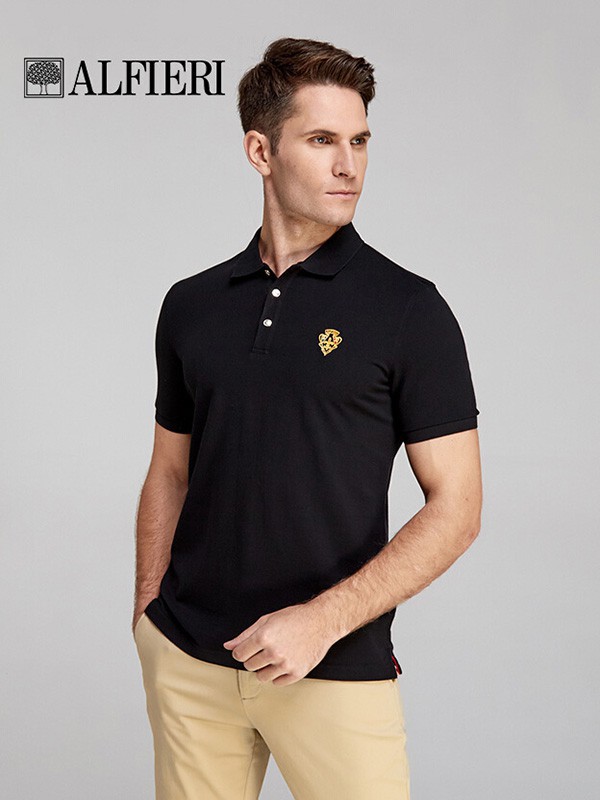 艾法利男装2022秋冬季黑色polo衫