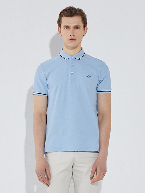 德国鲨鱼羊衫毛衫2023春夏季蓝色polo衫