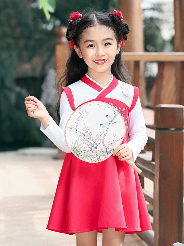 布布发现童装2022秋冬季红色连衣裙