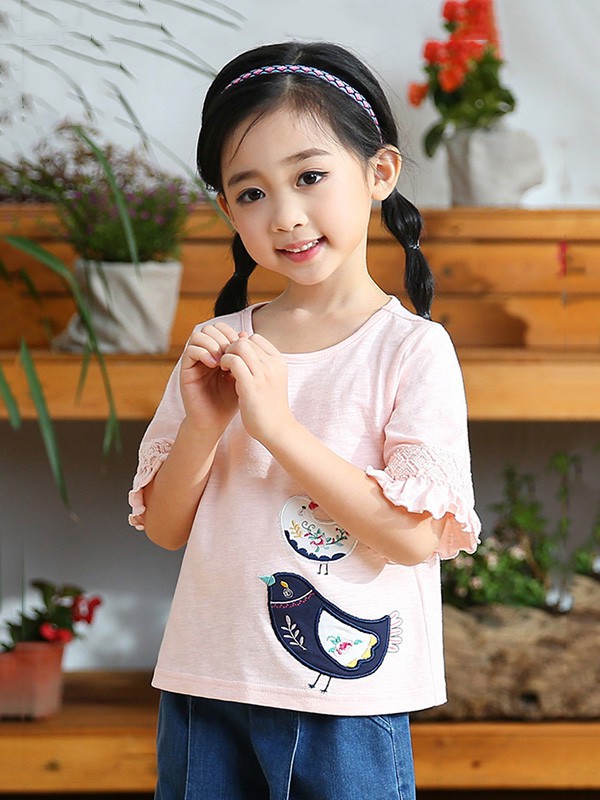 布布发现童装2022秋冬季粉色T恤