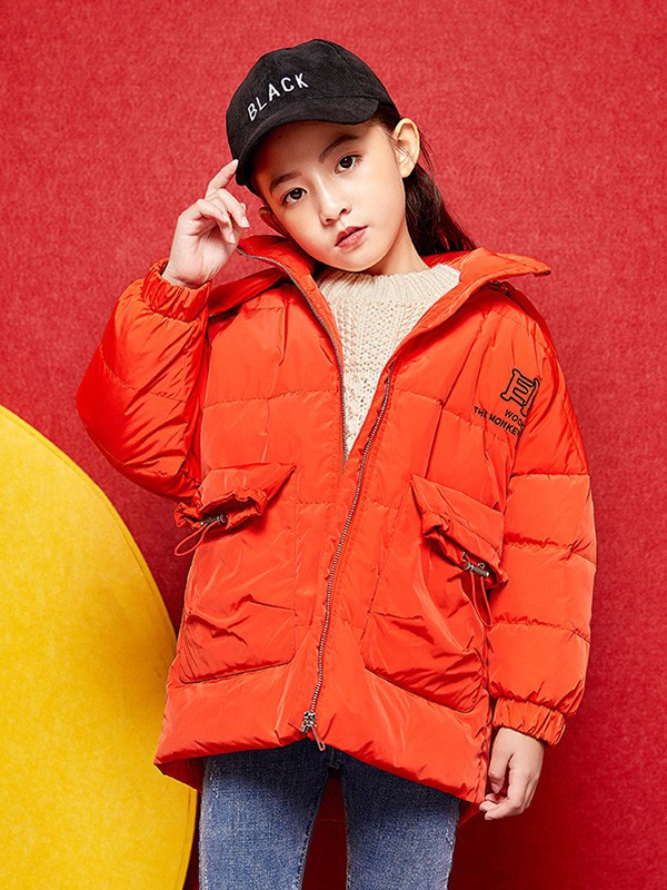 乖乖熊童装2022秋冬季橙色棉服