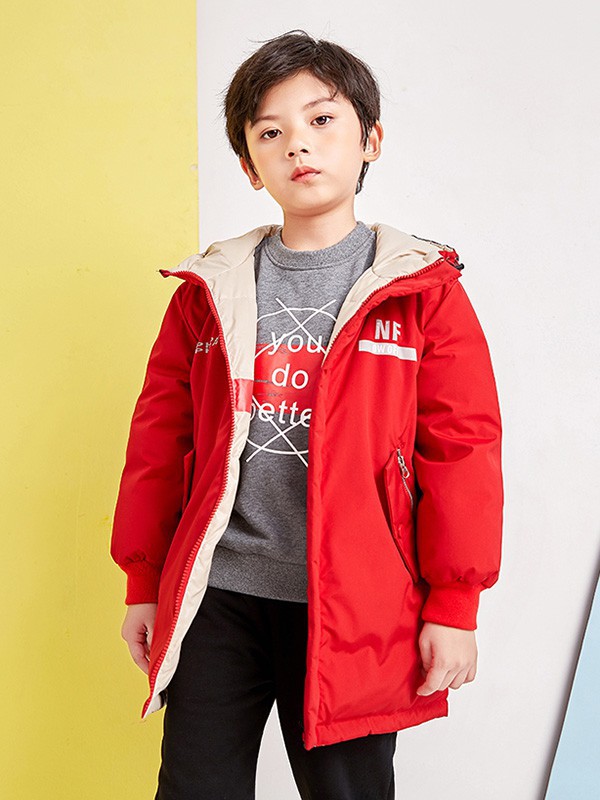 乖乖熊童装2022秋冬季红色派克服