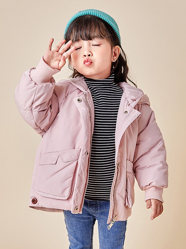 乖乖熊童装2022秋冬季粉色棉服