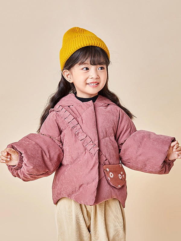 乖乖熊童装2022秋冬季粉色棉服