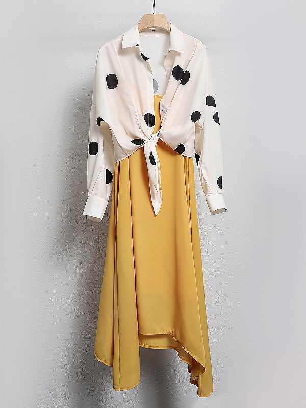 歌美瑞2023春夏季黄色吊带裙