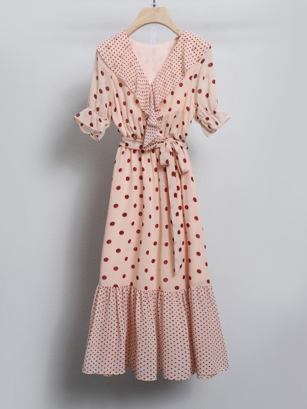 歌美瑞2023春夏季粉色连衣裙