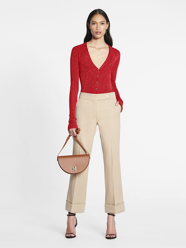 浪凡lanvin女装2022秋冬季红色针织衫