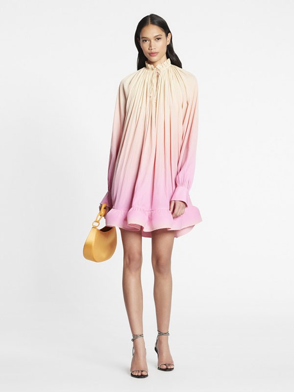 浪凡lanvin女装2022秋冬季拼色连衣裙