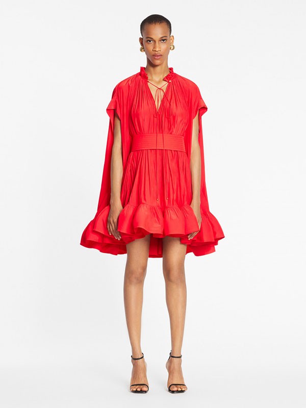 浪凡lanvin女装2022秋冬季红色连衣裙