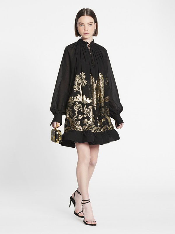 浪凡lanvin女装2022秋冬季黑色连衣裙