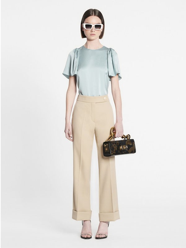 浪凡lanvin女装2022秋冬季咖啡色阔腿裤