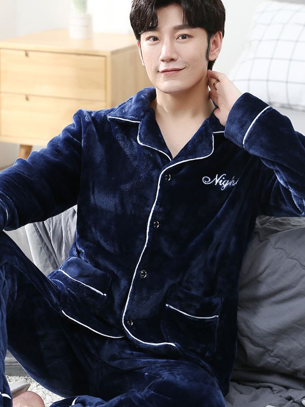 万家红2022秋冬季藏蓝色家居服