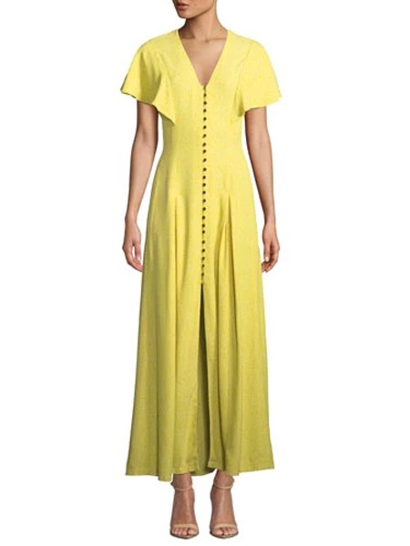 TOMLOU女装2023春夏季黄色连衣裙