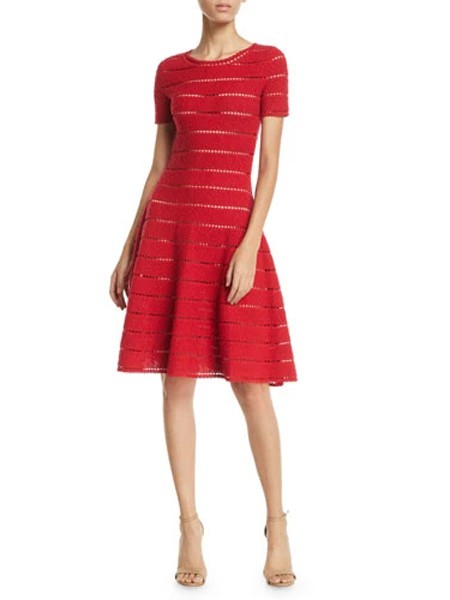 TOMLOU女装2023春夏季红色连衣裙