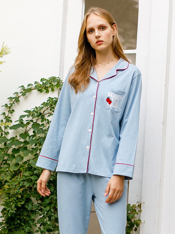 玛伦萨休闲装2022秋冬季蓝色家居服