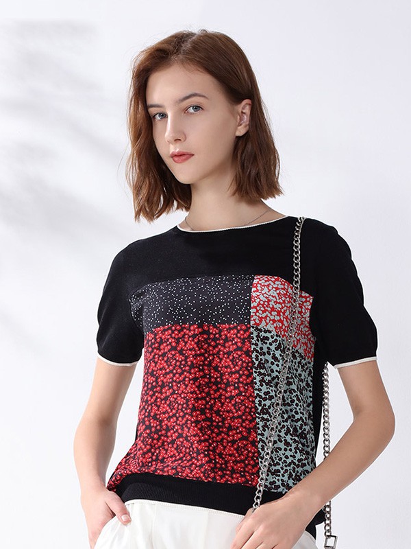 科蒙·博卡女装2023春夏季黑色T恤