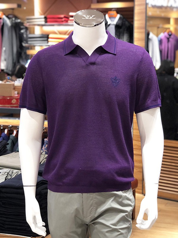 路卡迪龙男装2022秋冬季紫色polo衫
