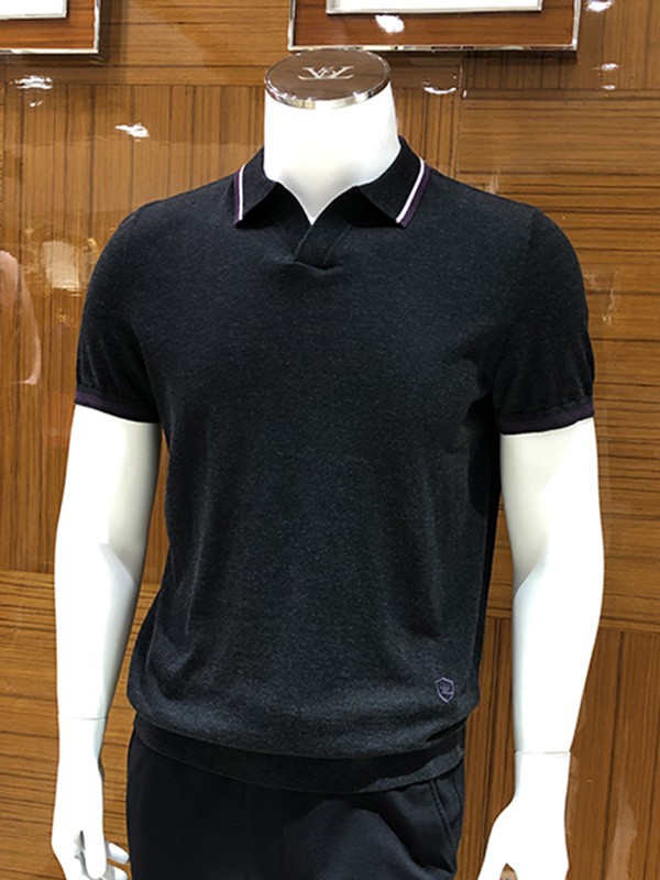 路卡迪龙男装2022秋冬季黑色polo衫