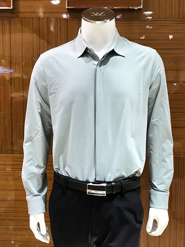 路卡迪龙男装2022秋冬季蓝色衬衫