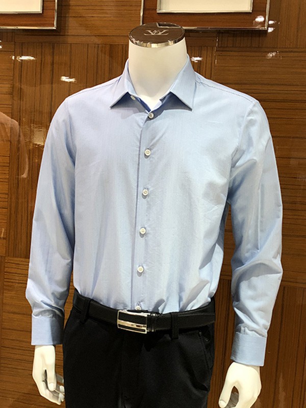 路卡迪龙男装2022秋冬季蓝色衬衫