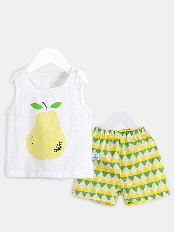 齐齐熊童装2023春夏季白色背心