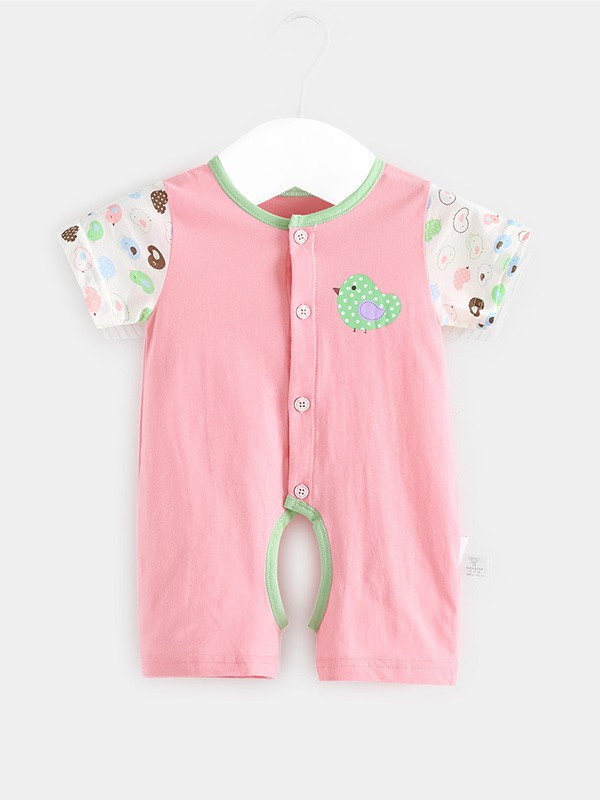 齐齐熊童装2023春夏季粉色连体裤