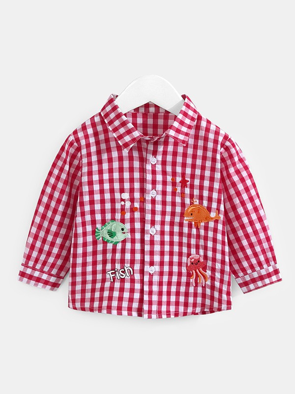 齐齐熊童装2023春夏季粉色衬衫