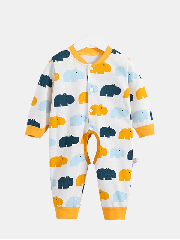 齐齐熊童装2023春夏季白色连体衣