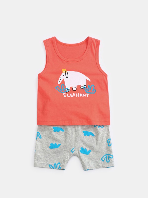 齐齐熊童装2023春夏季橙色背心