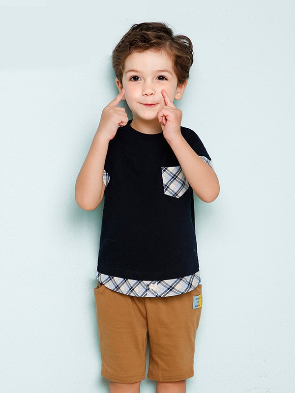 吉哩熊童装2023春夏季黑色T恤